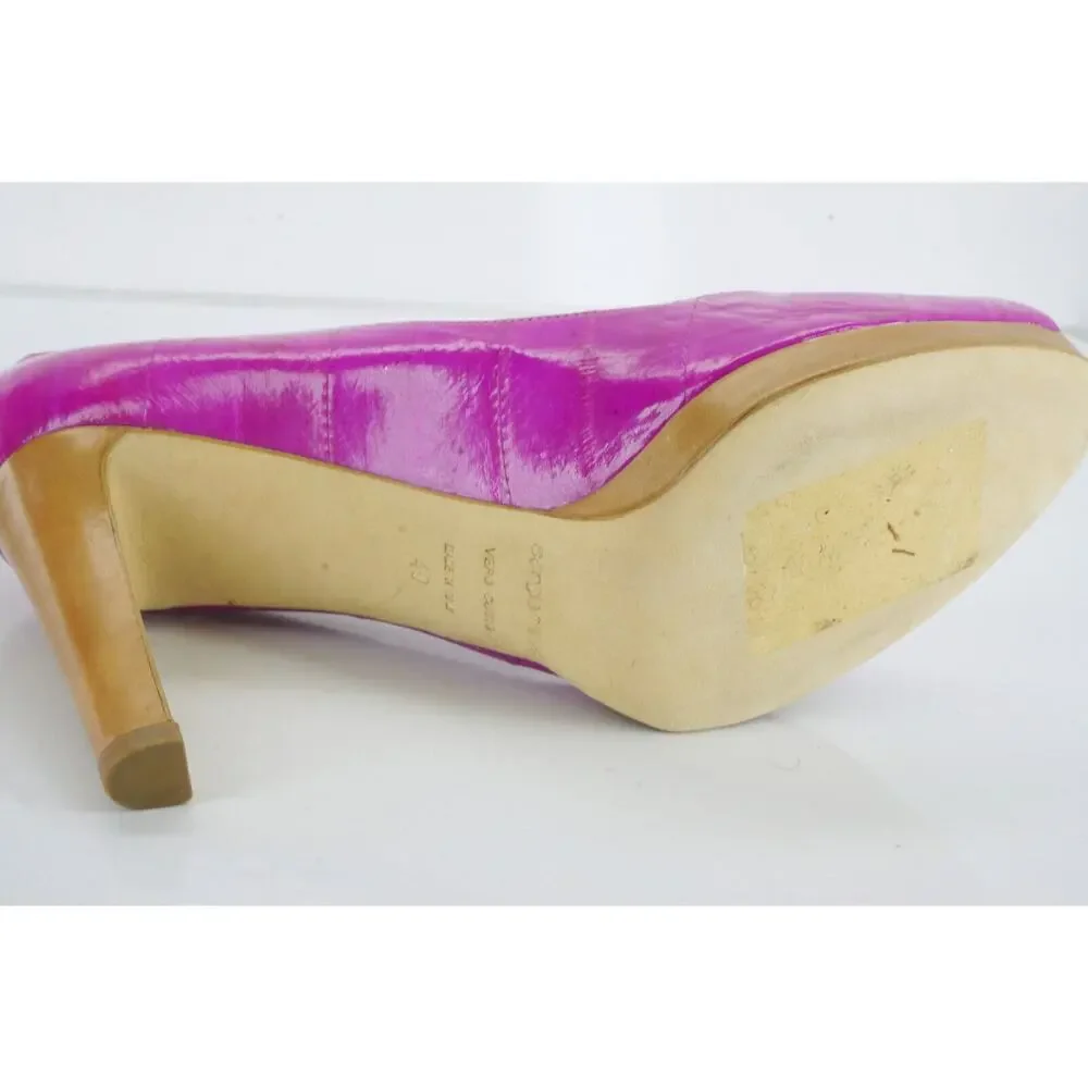 Sergio Rossi Pink Eel Skin Peep Toe Pump Size 40 10 NEW